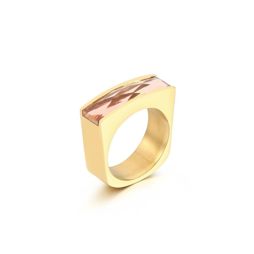 S.Steel New Gold Plating Champagne Zircon Women-c 10g EU57 - ES17 - US8