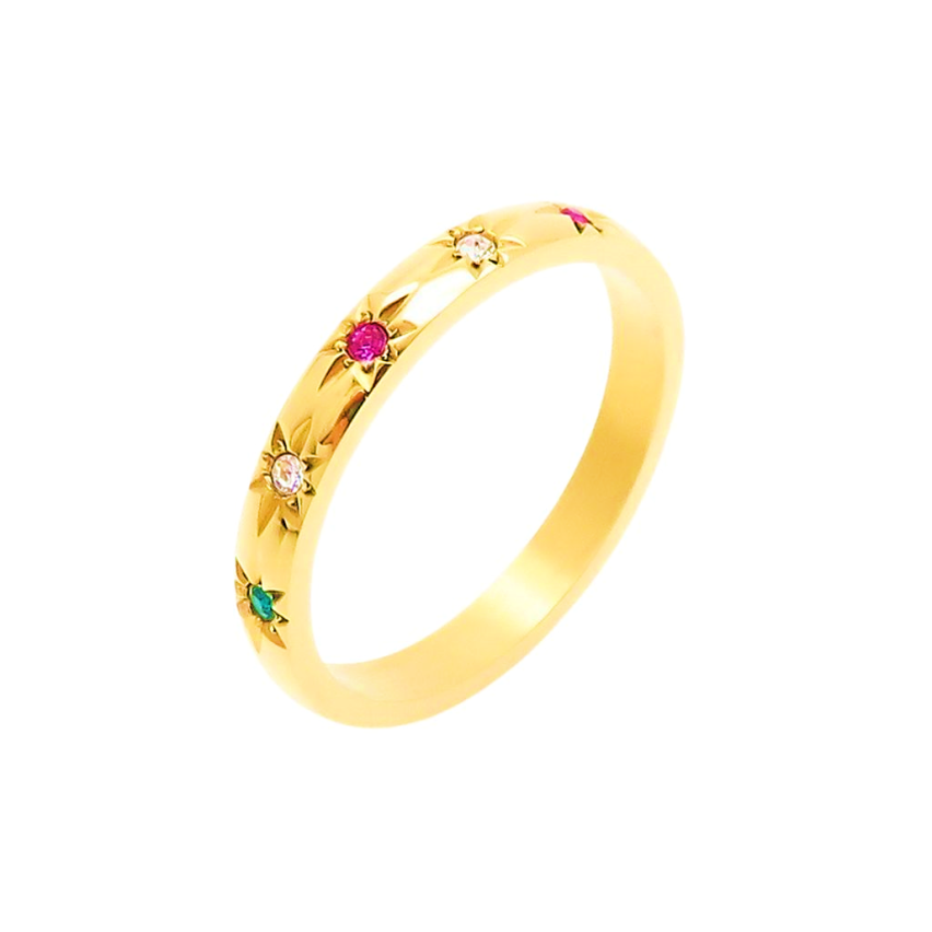 S.Steel New Gold Plating Colorfull Zircon Women-c 2g - 3mm EU62 - ES22 - US10