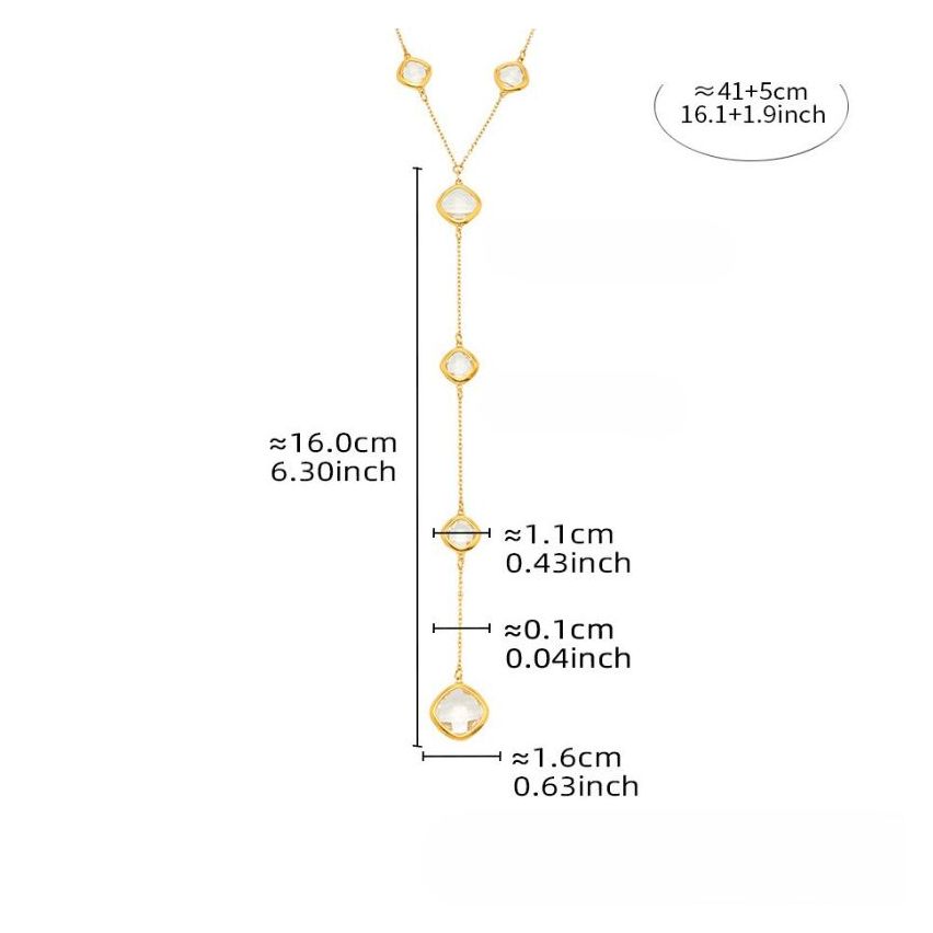 S.Steel New Gold Plating White Glass stone Long Women-c 8.2g