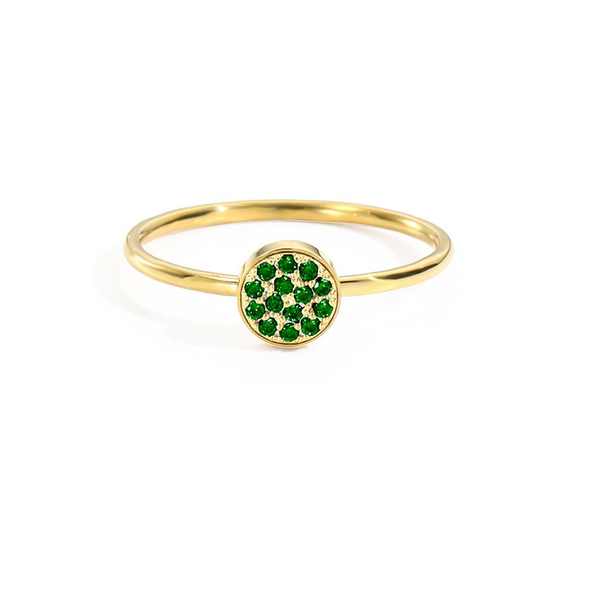 S.Steel New Gold Plating Green Zircon Women-c 2g EU57 - ES17 - US8