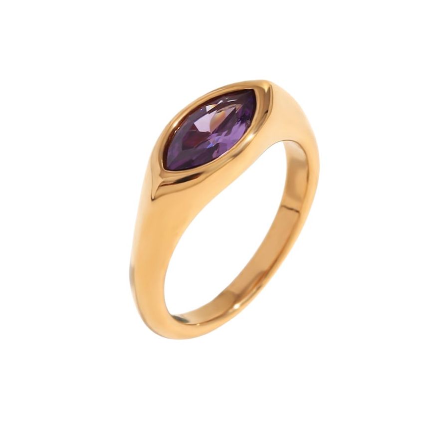 S.Steel New Gold Plating Purple Zircon Women-c 4.5g EU50 - ES10 - US5