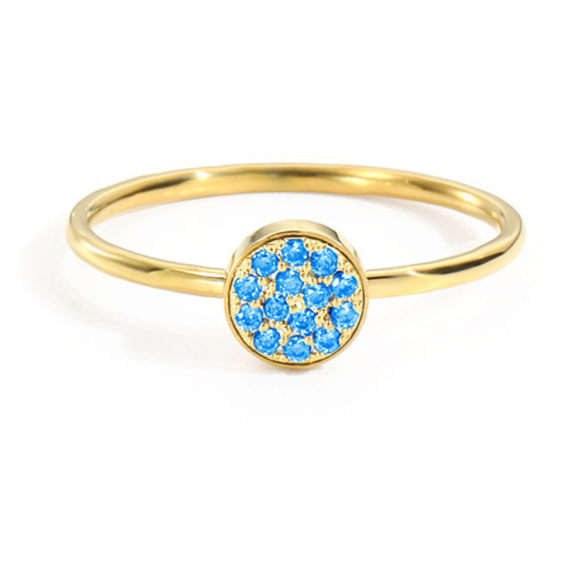 S.Steel New Gold Plating Lake blue Zircon Women-c 2g EU50 - ES10 - US5