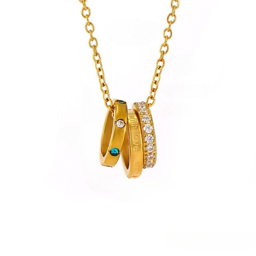 S.Steel New Gold Plating Zircon Women-c 3.5g