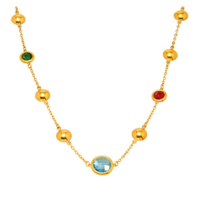S.Steel New Gold Plating Colorfull Glass stone Long Women-c 8.7g