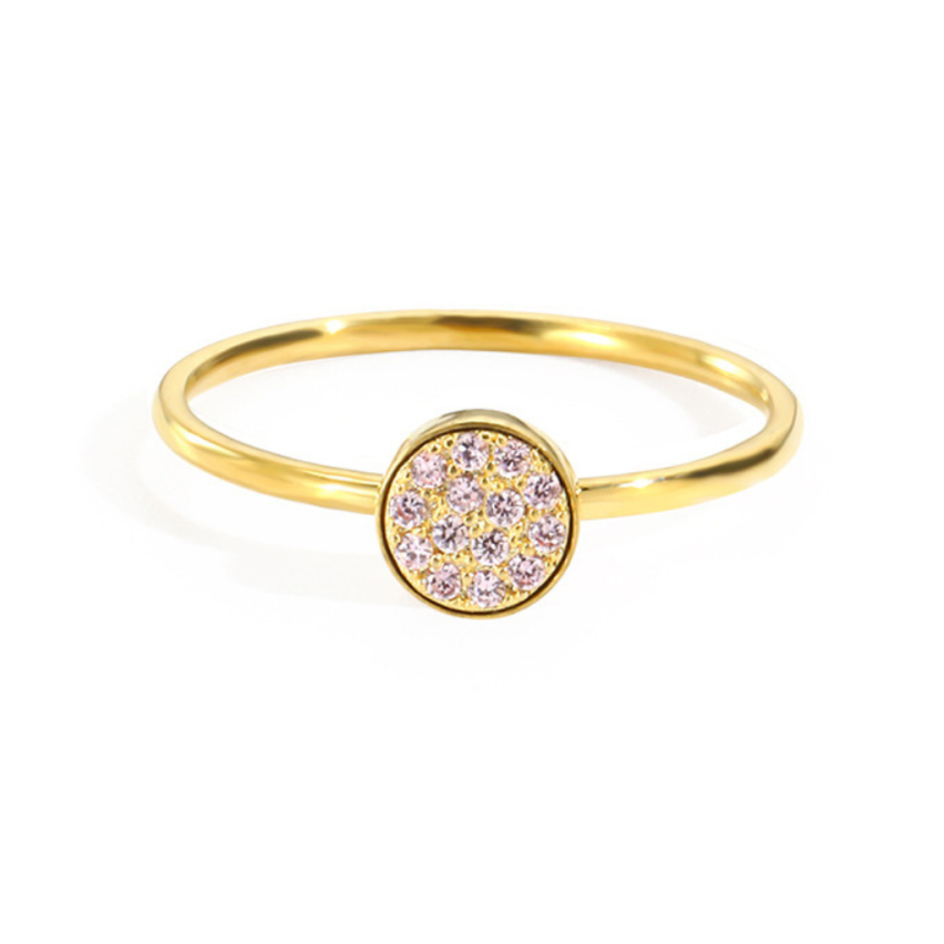 S.Steel New Gold Plating Pink Zircon Women-c 2g EU50 - ES10 - US5