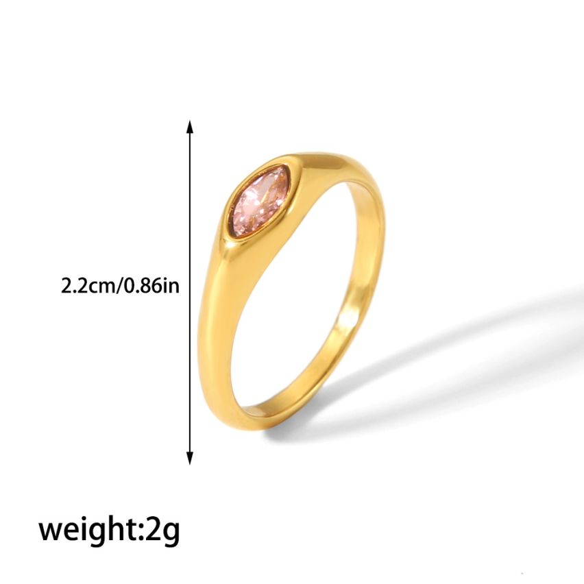 S.Steel New Gold Plating Pink Zircon Women-c 2g EU57 - ES17 - US8