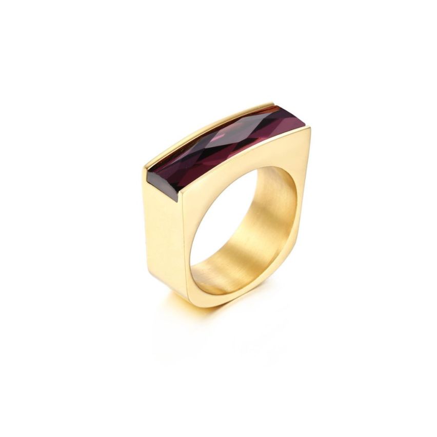 S.Steel New Gold Plating Purple Zircon Women-c 10g EU57 - ES17 - US8