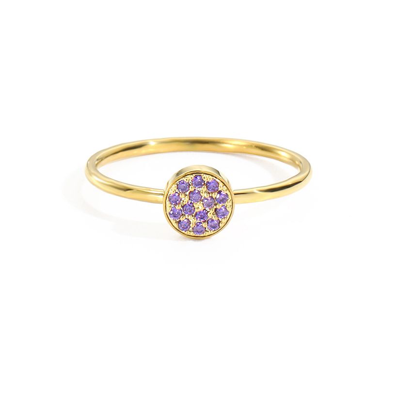 S.Steel New Gold Plating Purple Zircon Women-c 2g EU54 - ES14 - US7