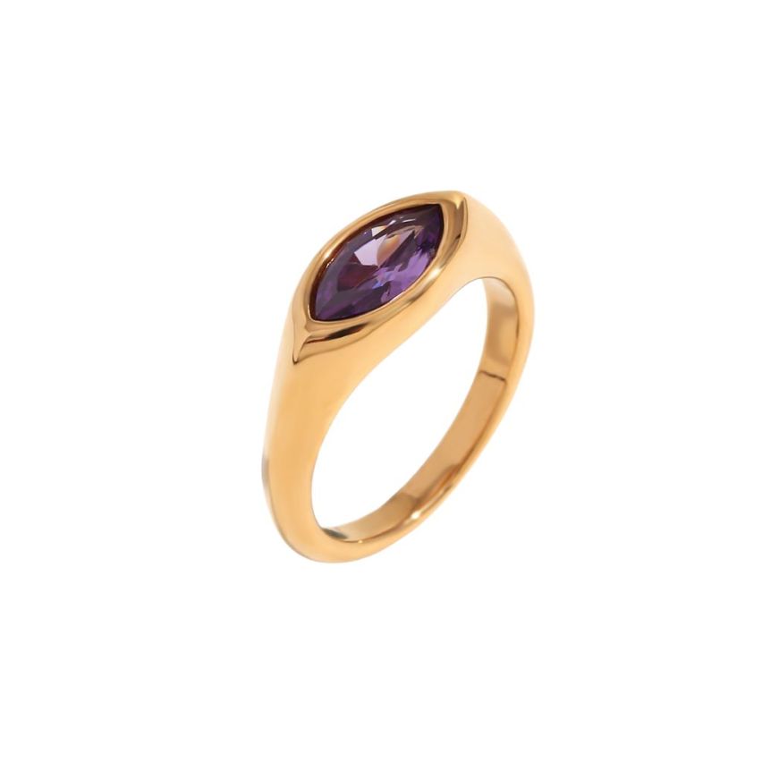 S.Steel New Gold Plating Purple Zircon Women-c 4.5g EU60 - ES20 - US9