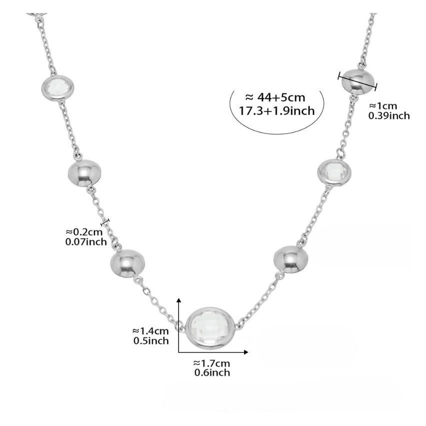 S.Steel New Shiny White Glass stone Long Women-c 8.7g