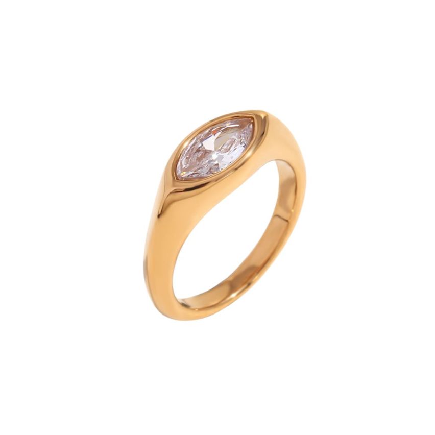 S.Steel New Gold Plating White Zircon Women-c 4.5g EU57 - ES17 - US8