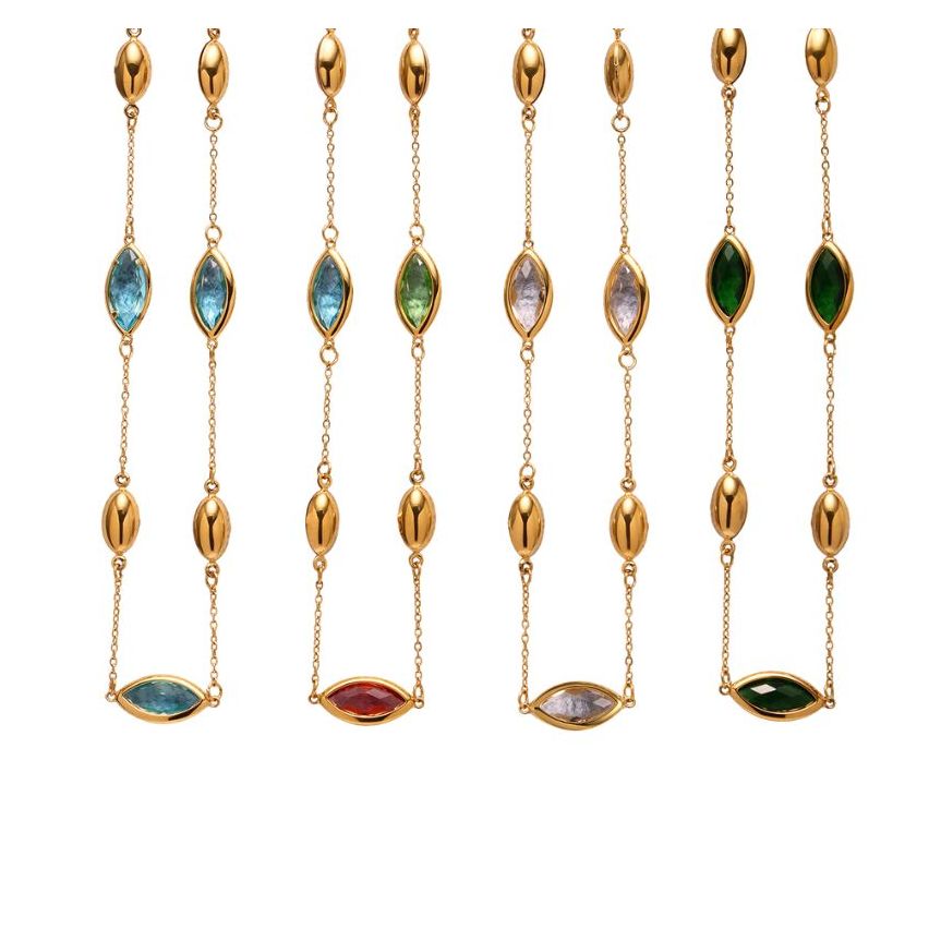 S.Steel New Gold Plating Glass stone Minimalist Women-c 7.3g