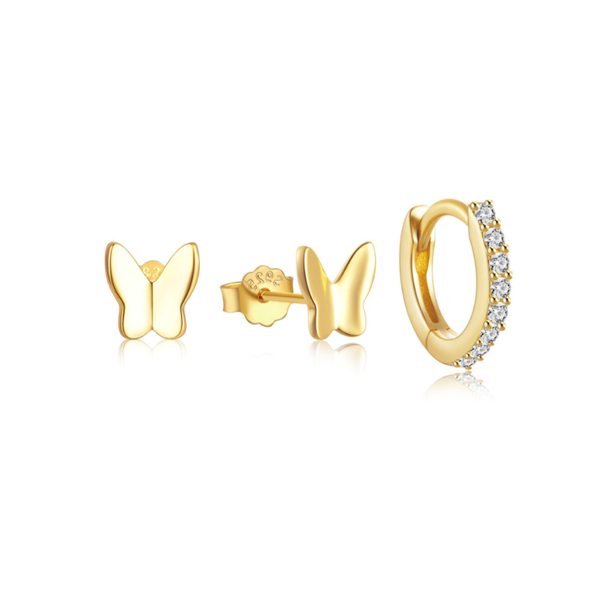 925 Silver New Gold Plating Zircon Sets Women-c 1.79g