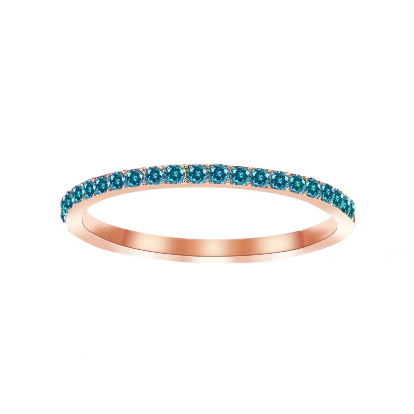 S.Steel New Rose gold Plating Blue marine Zircon Women-c 2g EU52 - ES12 - US6