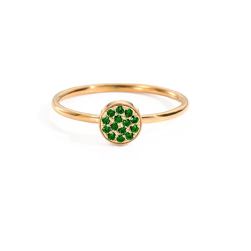 S.Steel New Rose gold Plating Green Zircon Women-c 2g EU57 - ES17 - US8