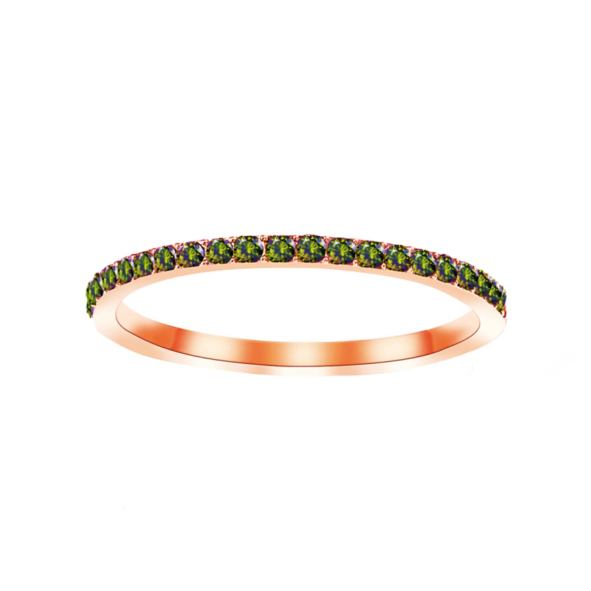 S.Steel New Rose gold Plating Green Zircon Women-c 2g EU57 - ES17 - US8