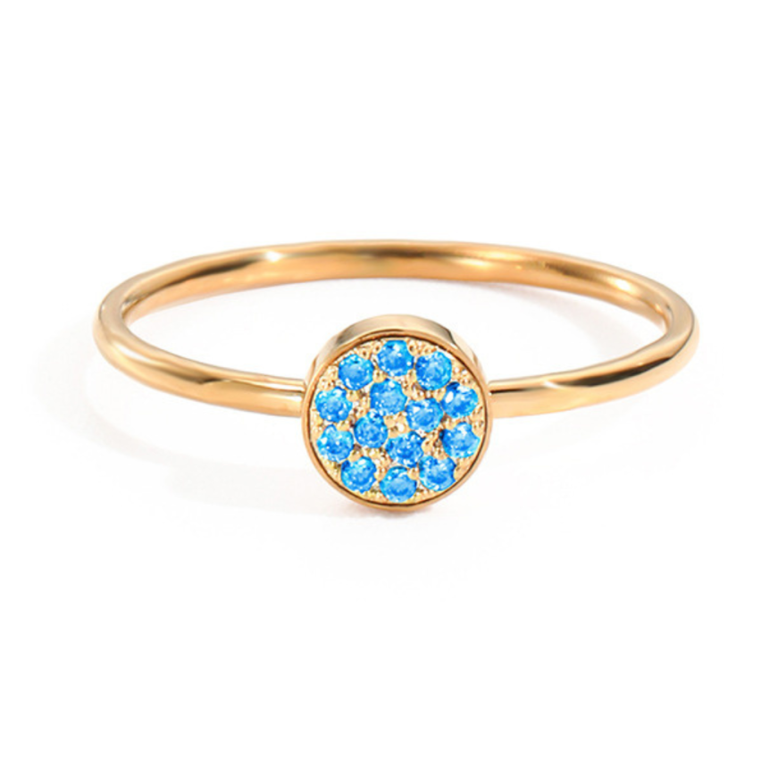 S.Steel New Rose gold Plating Lake blue Zircon Women-c 2g EU52 - ES12 - US6