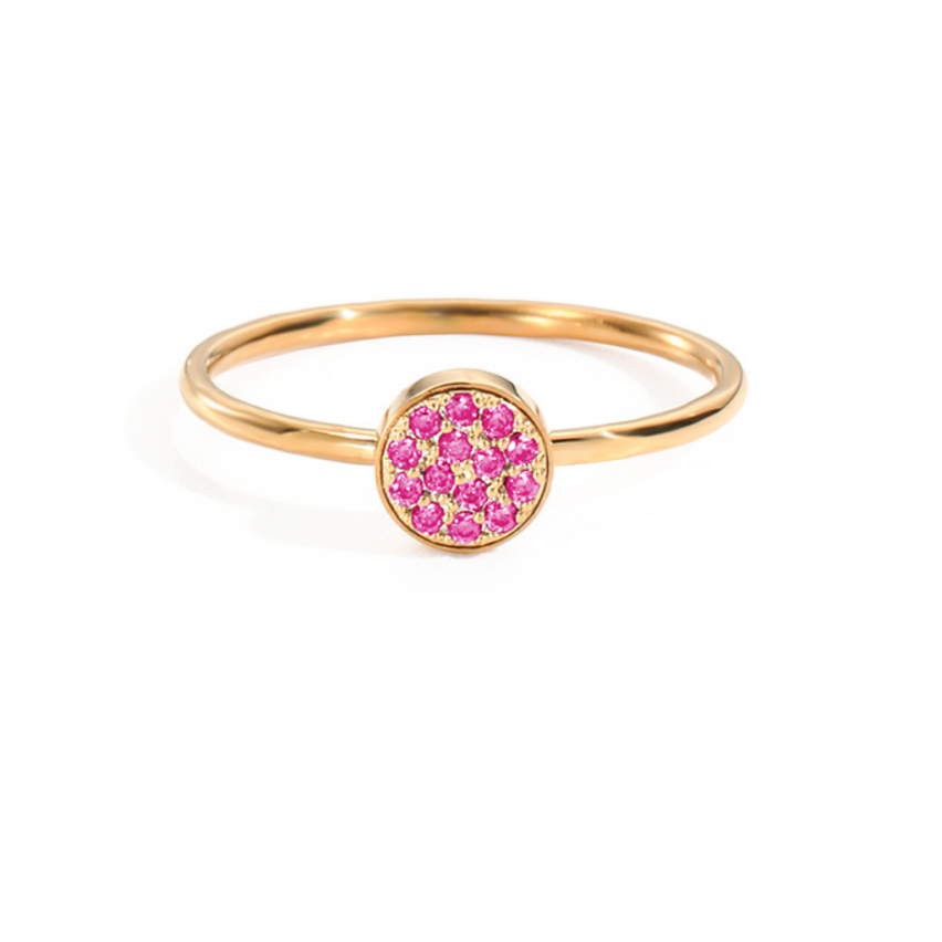 S.Steel New Rose gold Plating Red Zircon Women-c 2g EU52 - ES12 - US6