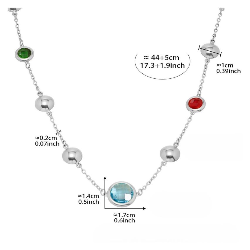 S.Steel New Shiny Colorfull Glass stone Long Women-c 8.7g