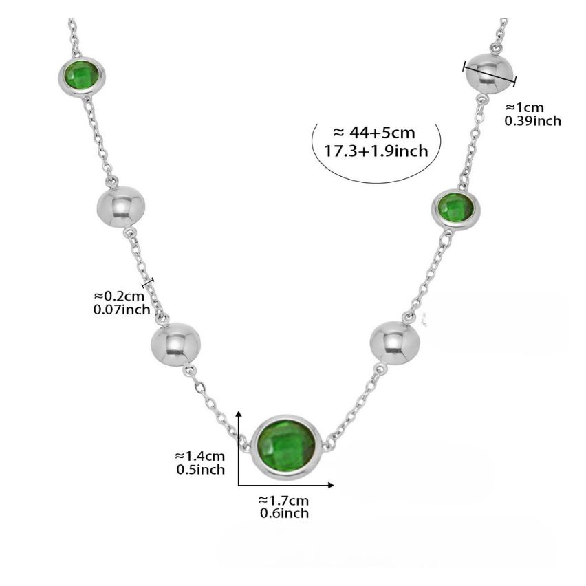 S.Steel New Shiny Green Glass stone Long Women-c 8.7g