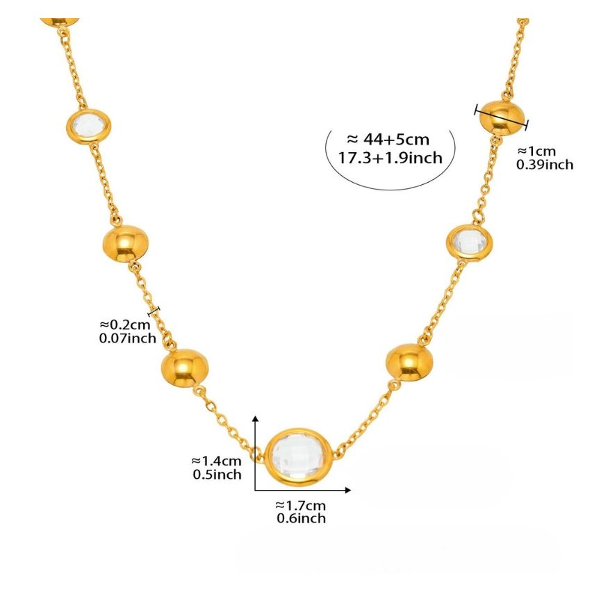 S.Steel New Gold Plating White Glass stone Long Women-c 8.7g