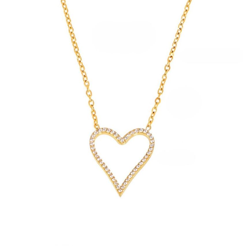 S.Steel New Gold Plating Zircon Women-c 2.7g