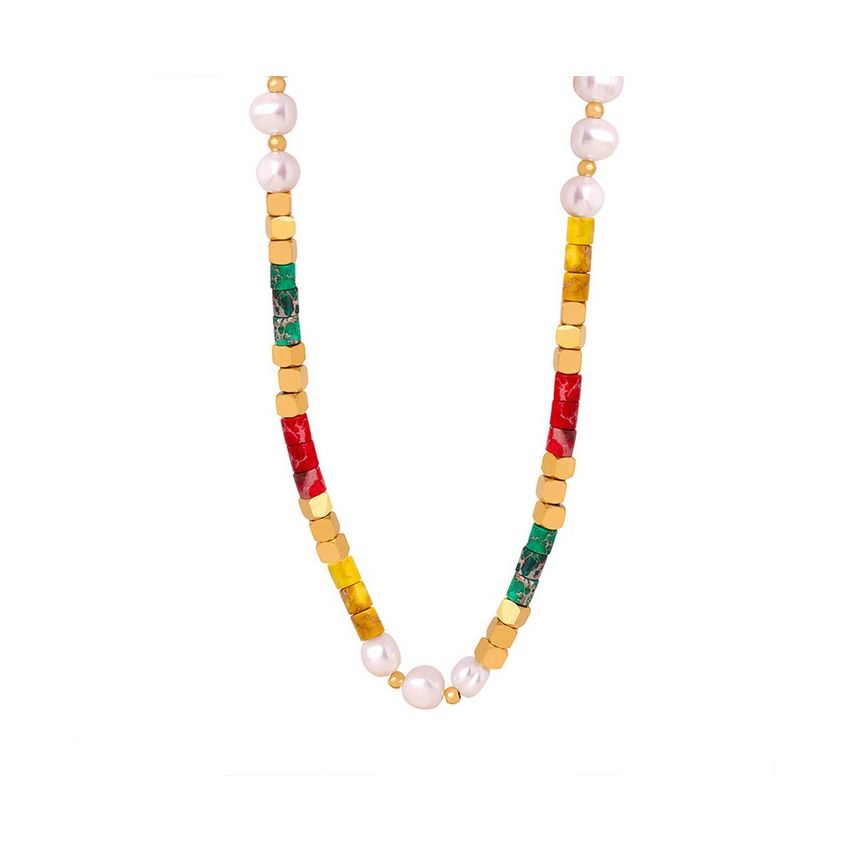 Gold Plating S.Steel and Shell Bead Pearls Pendant