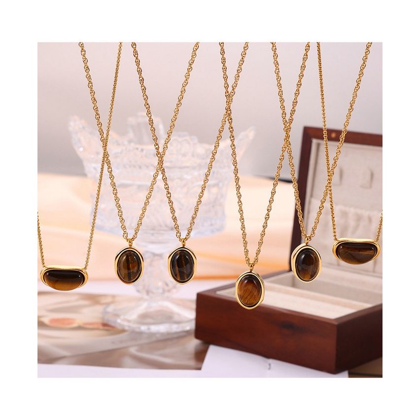 S.Steel Natural Stone Pendant
