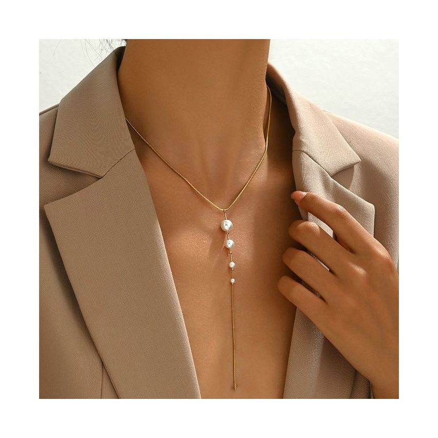 Gold Plating S.Steel and Shell Bead Pearls Pendant