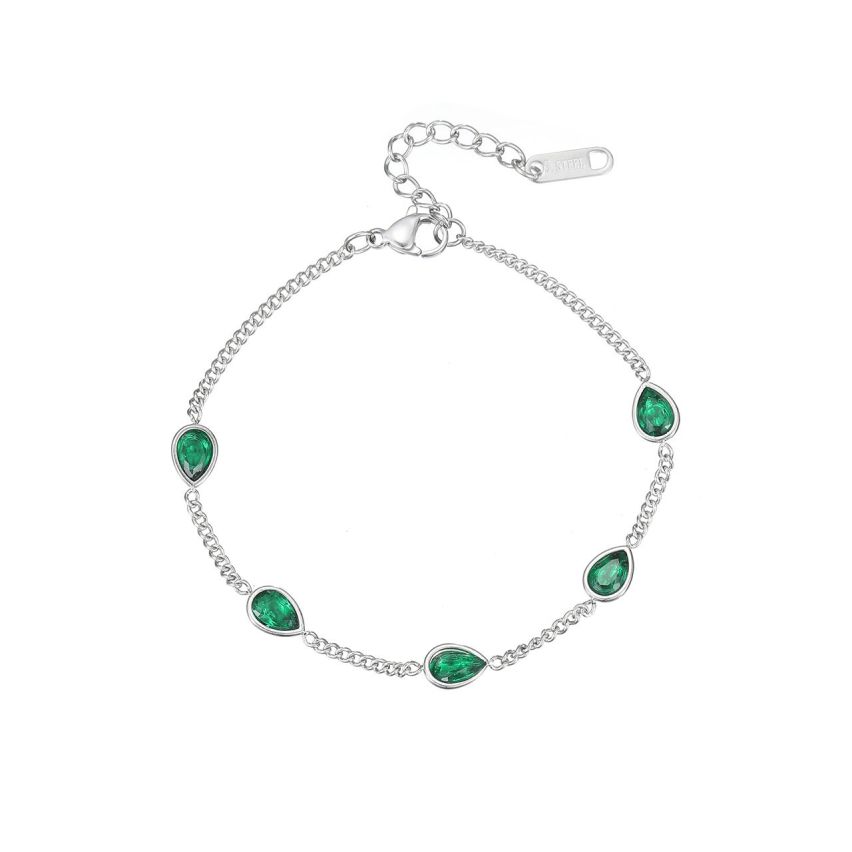 S.Steel Olive green Zircon Minimalist Women-c