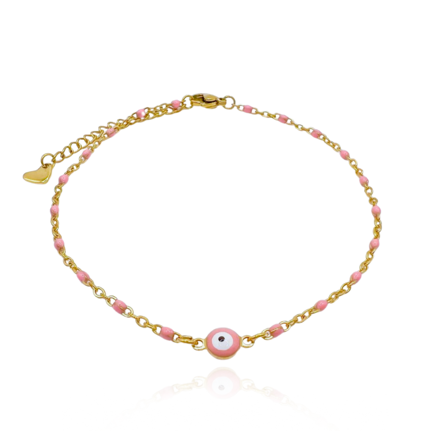 S.Steel Gold Plating Pink Anklets Women-c 4g