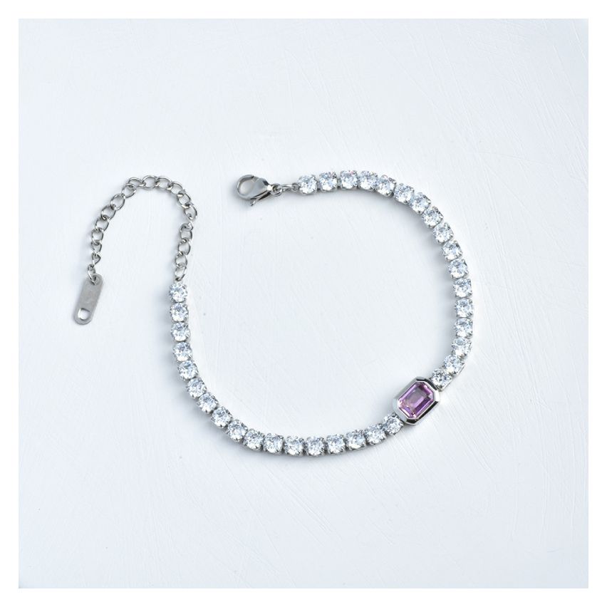 S.Steel Pink Zircon Women-c