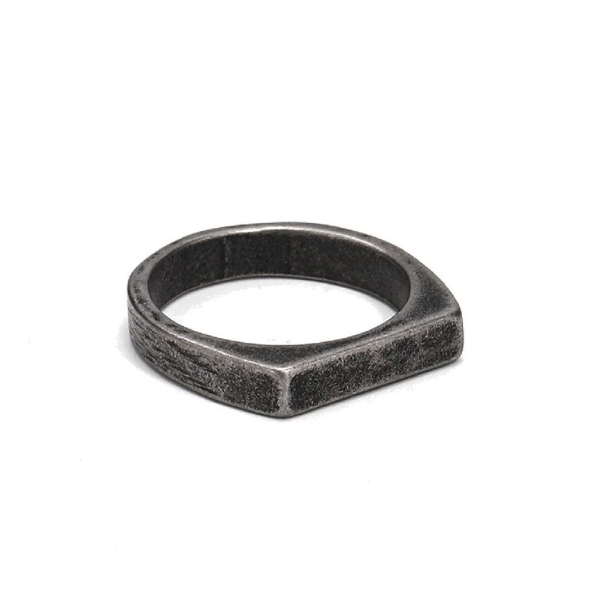 Antique silver S.Steel With Plate Ring