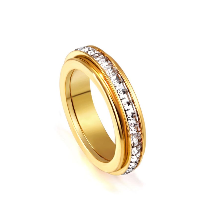 Gold Plating S.Steel and Zircon Zircon Ring