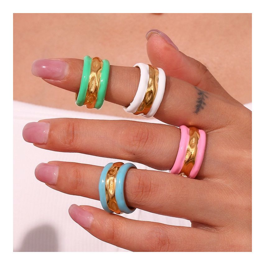 Gold S.Steel Enamel Ring