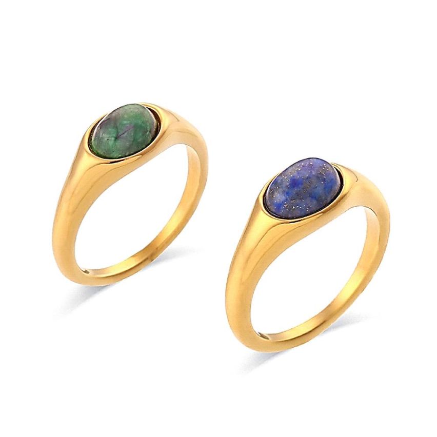 Gold Plating and Natural Stone Smooth Ring