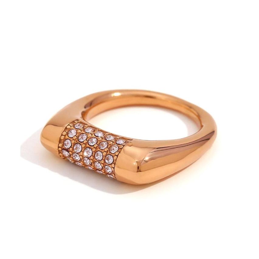 Gold S.Steel Zircon Ring