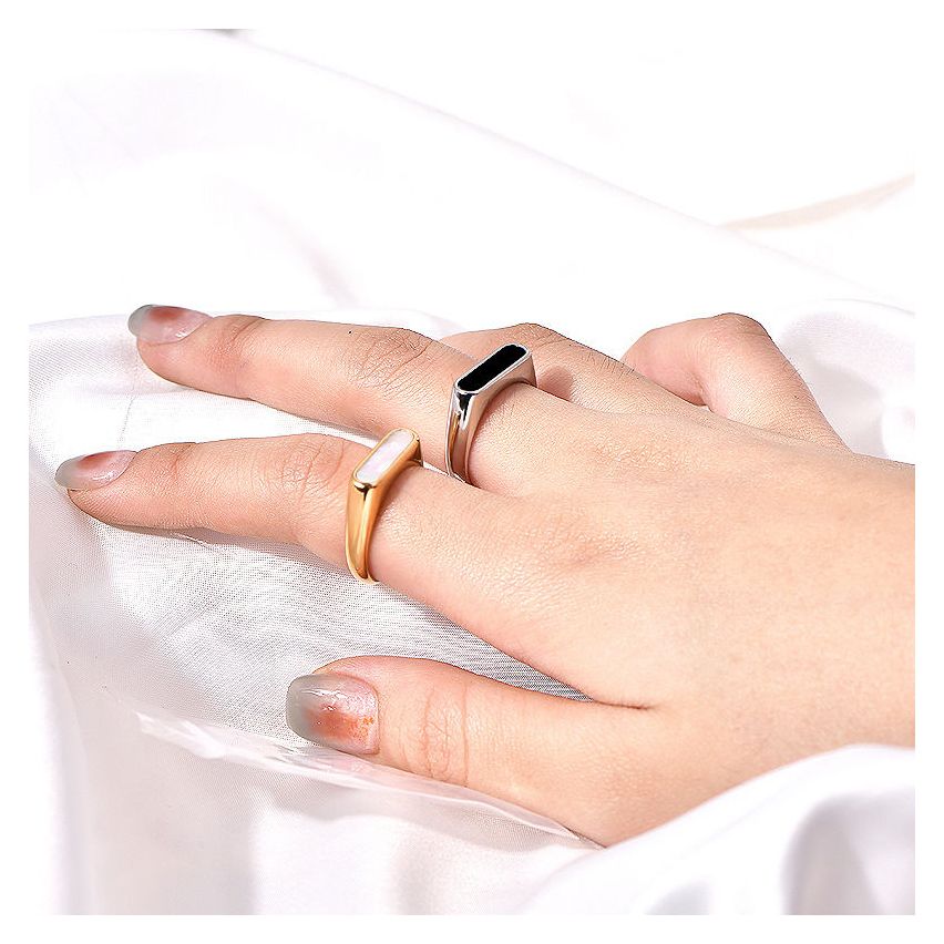 Gold Plating S.Steel and Mother of Pearl Smooth Ring