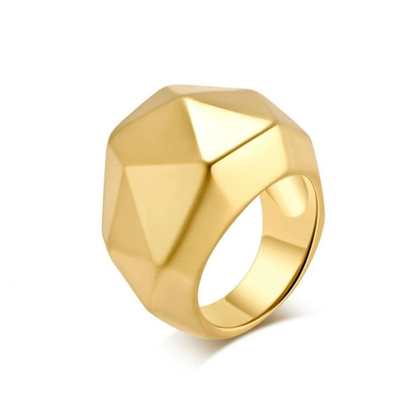 Brushed gold S.Steel Geometric Ring