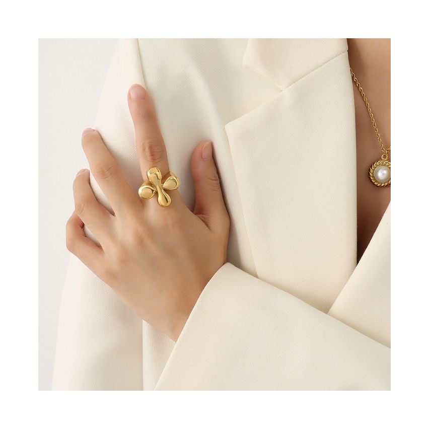 Gold Plating S.Steel Geometric Ring
