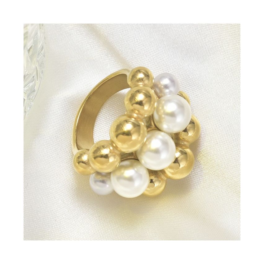 Gold Plating S.Steel Pearls Ring