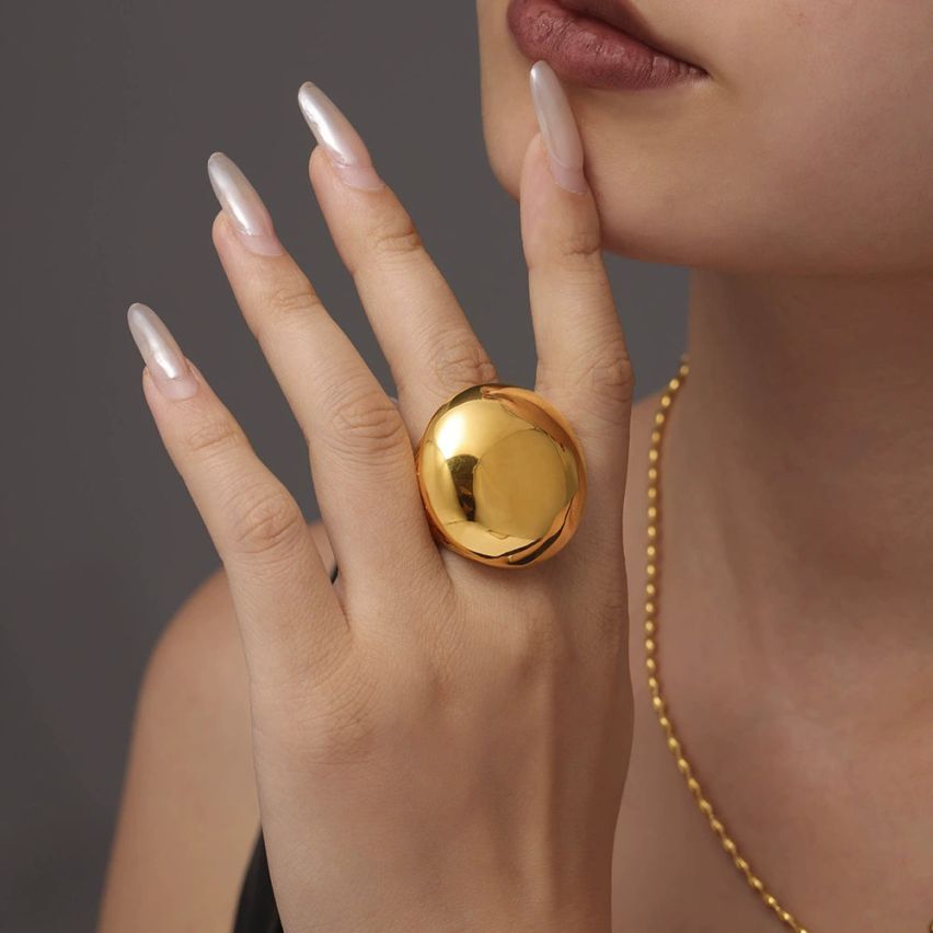 Gold Plating S.Steel Smooth Ring