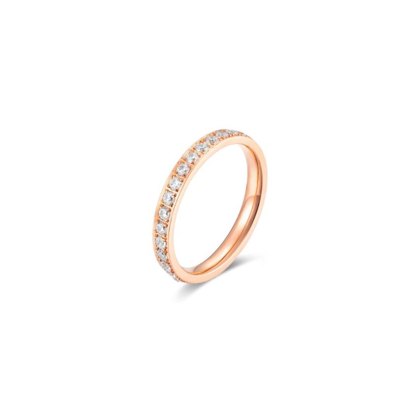 S.Steel Rose gold Ip Zircon Minimalist Women-c 2.3g - 3mm EU60 - ES20 - US9