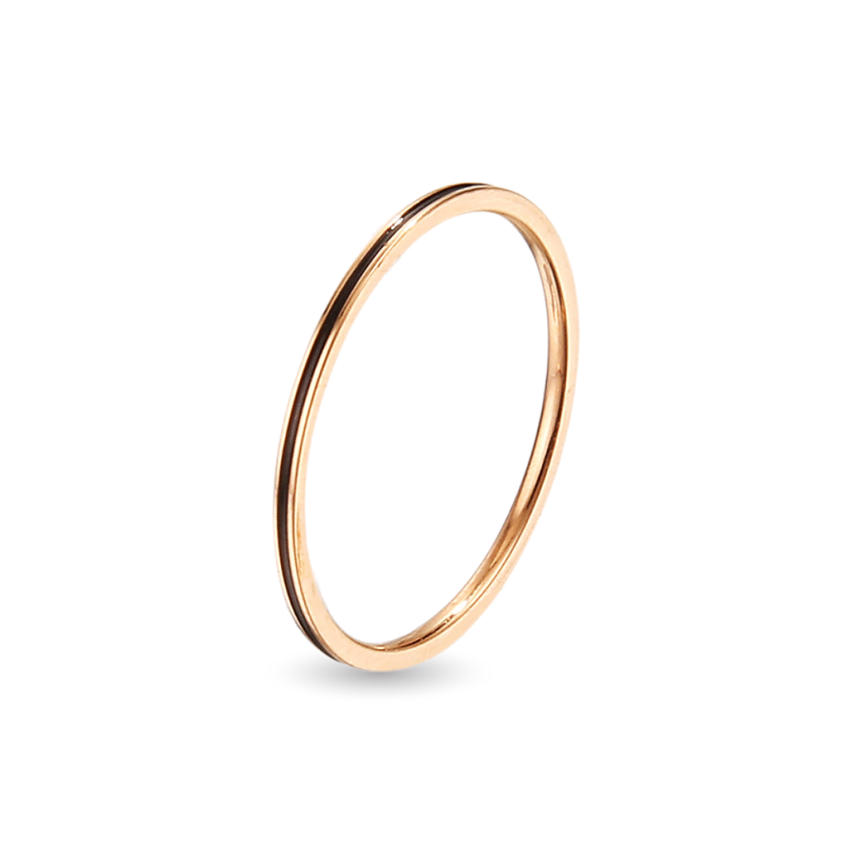 S.Steel Rose gold Plating Black Enamel Minimalist Women-c 0.8g EU50 - ES10 - US5