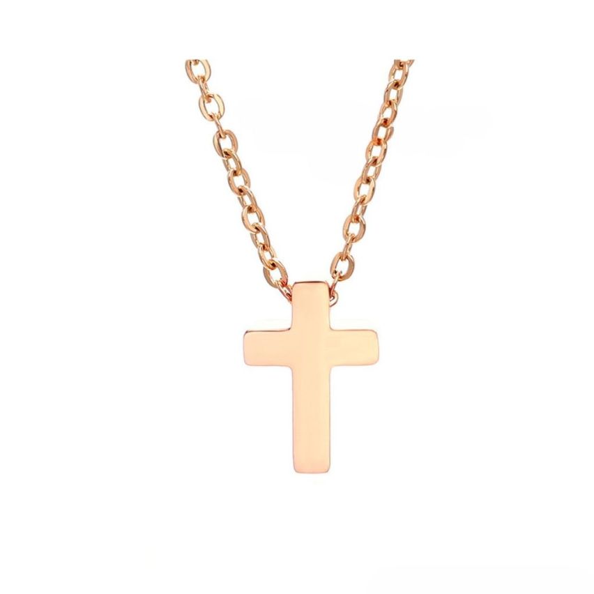 S.Steel Rose gold Plating Cross Men-c