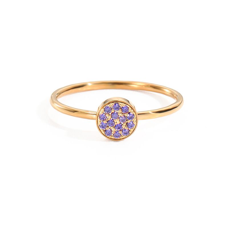 S.Steel Rose gold Plating Purple Zircon Women-c 2g