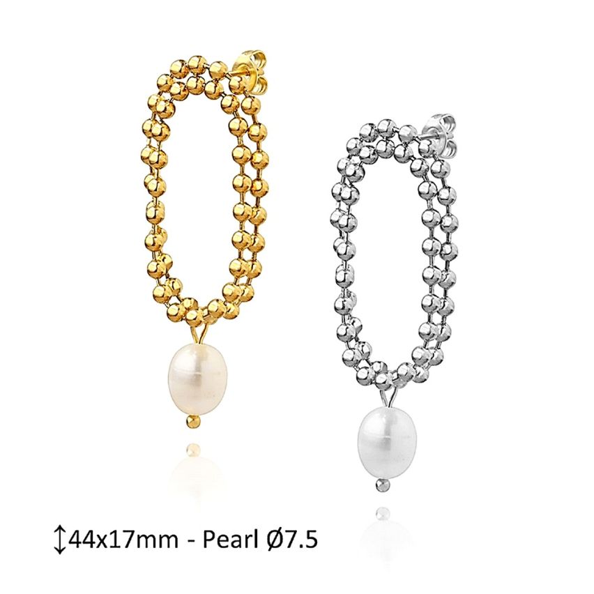 S.Steel Freshwater pearl Pearls Women-c 8g 44x17mm