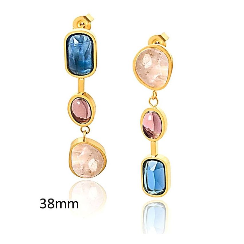 S.Steel Glass stone Long Women-c