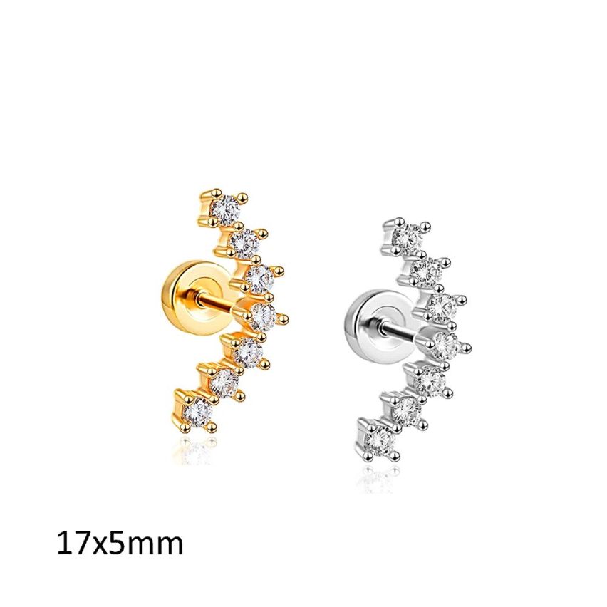 S.Steel Zircon Minimalist Women-c 0.9g 17x5mm