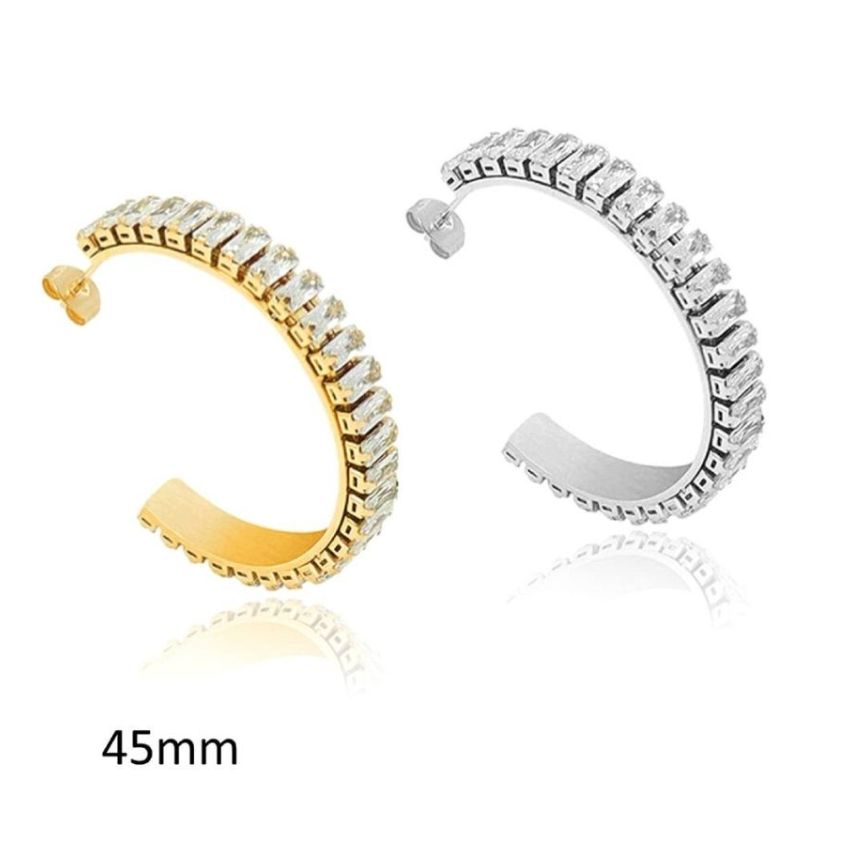 S.Steel Zircon Hoop Women-c 4g 45x32mm